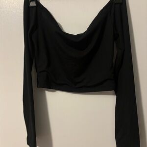 Wild Fable Black Long Sleeve Crop Top Bohemian Feminine Core NWT